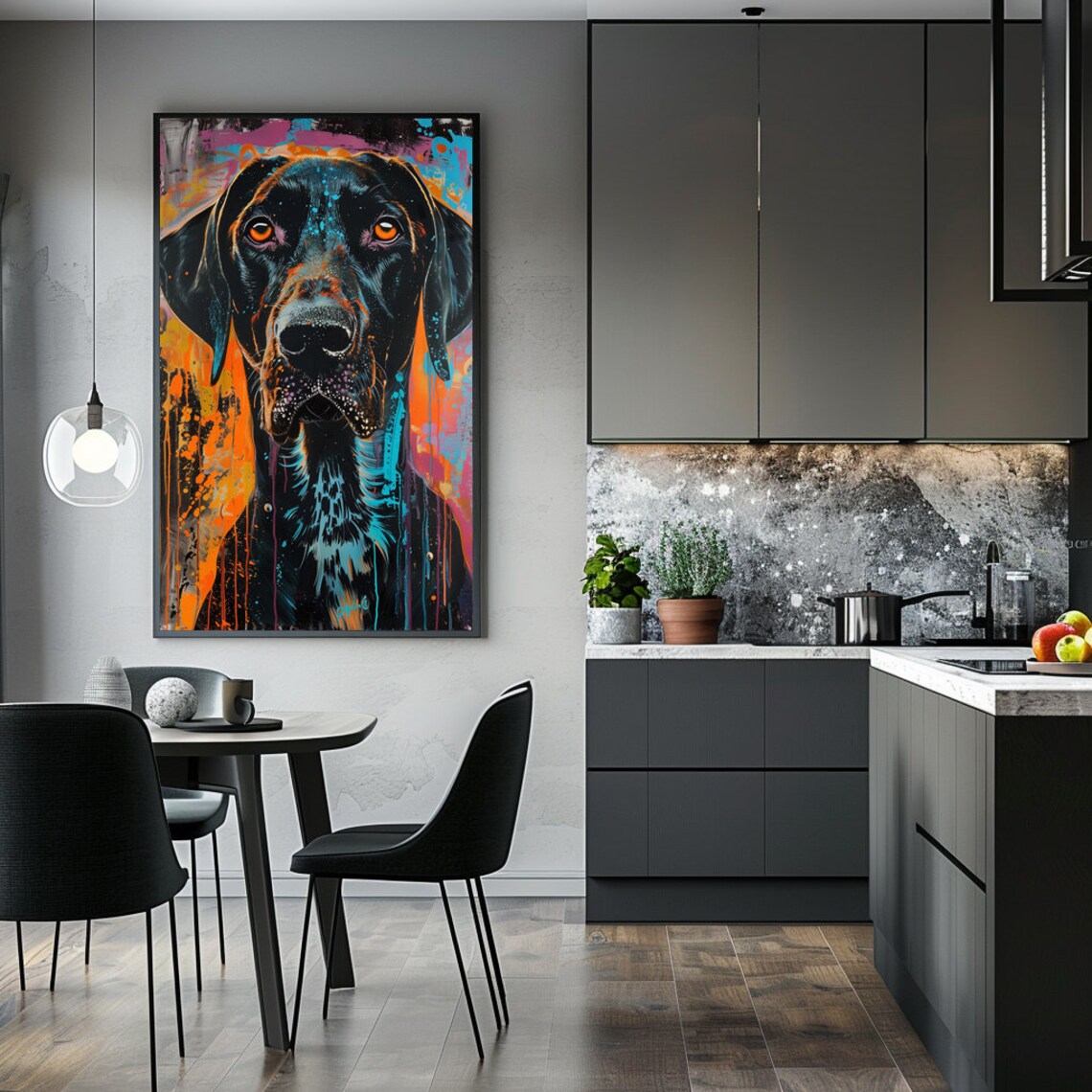 Black Dog Portrait In Bold Neon Pop Art Colors Maximalist Poster - Image 3