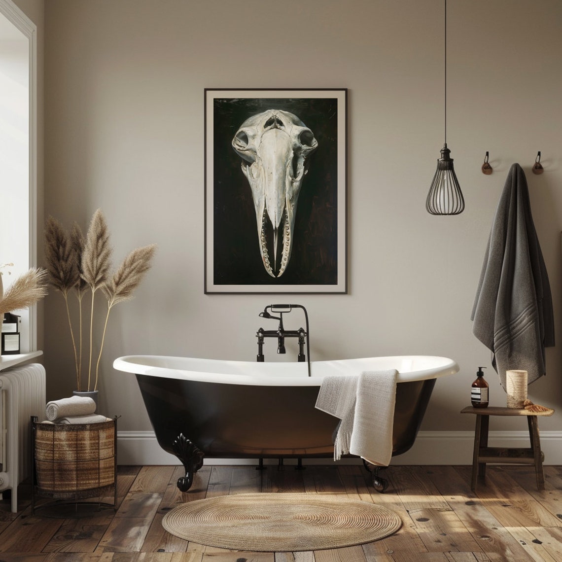 Humpback Whale Skull on Black Background Gothic Moody Poster - Image 3