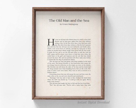The Old Man And The Sea Hemingway First Chapter Page Literary Art Print