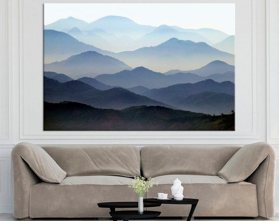 Blue Mountains Print Fog Mountains Art Smoky Mountains Print Misty Landscape Blue Ridge Mountains Wall Art Extra Large