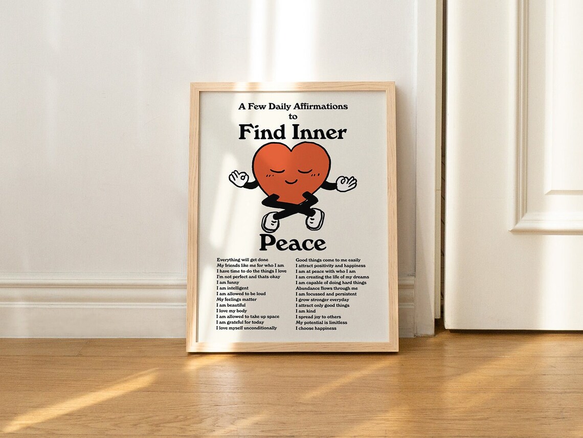 Positive Inner Peace Affirmations Aesthetic Typography Print - Image 3