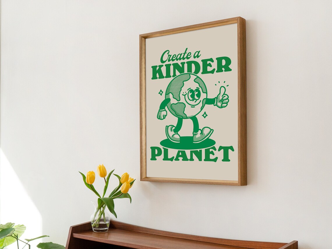 Earth Retro Character Quote Art Print, Rustic Vintage - Image 2