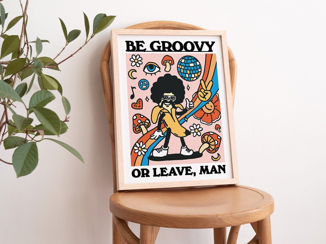 Be Groovy Or Leave Retro 80s Typography Art Print - Image 3