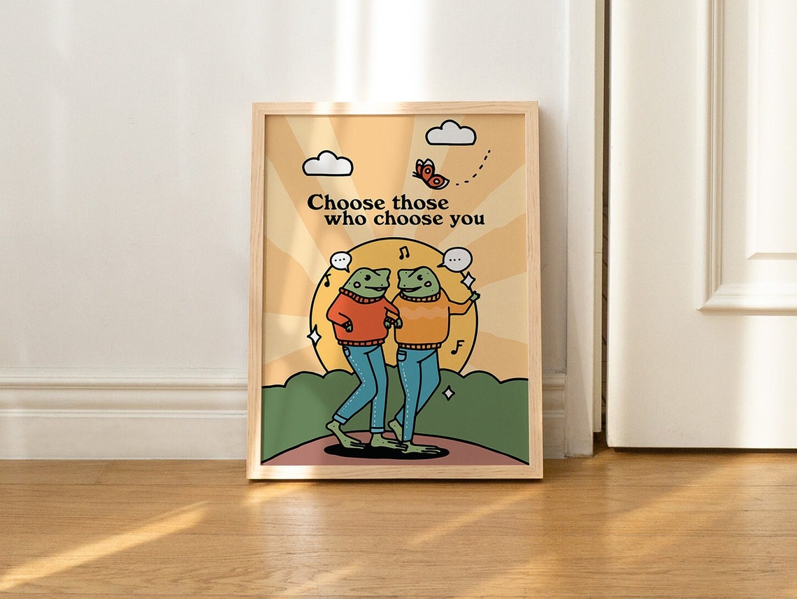 Retro Frog Friendship Print Retro Frog Poster Cute Quote Retro Room Decor Kids Classroom Prints - Image 2