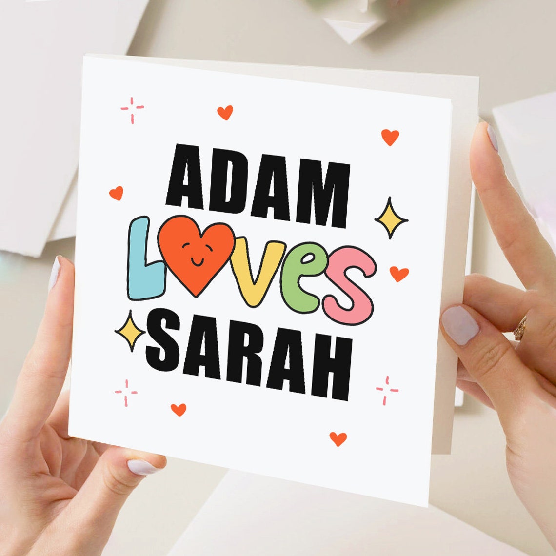 Personalised Couples Love Card Custom Names Anniversary Birthday Gift - Image 2