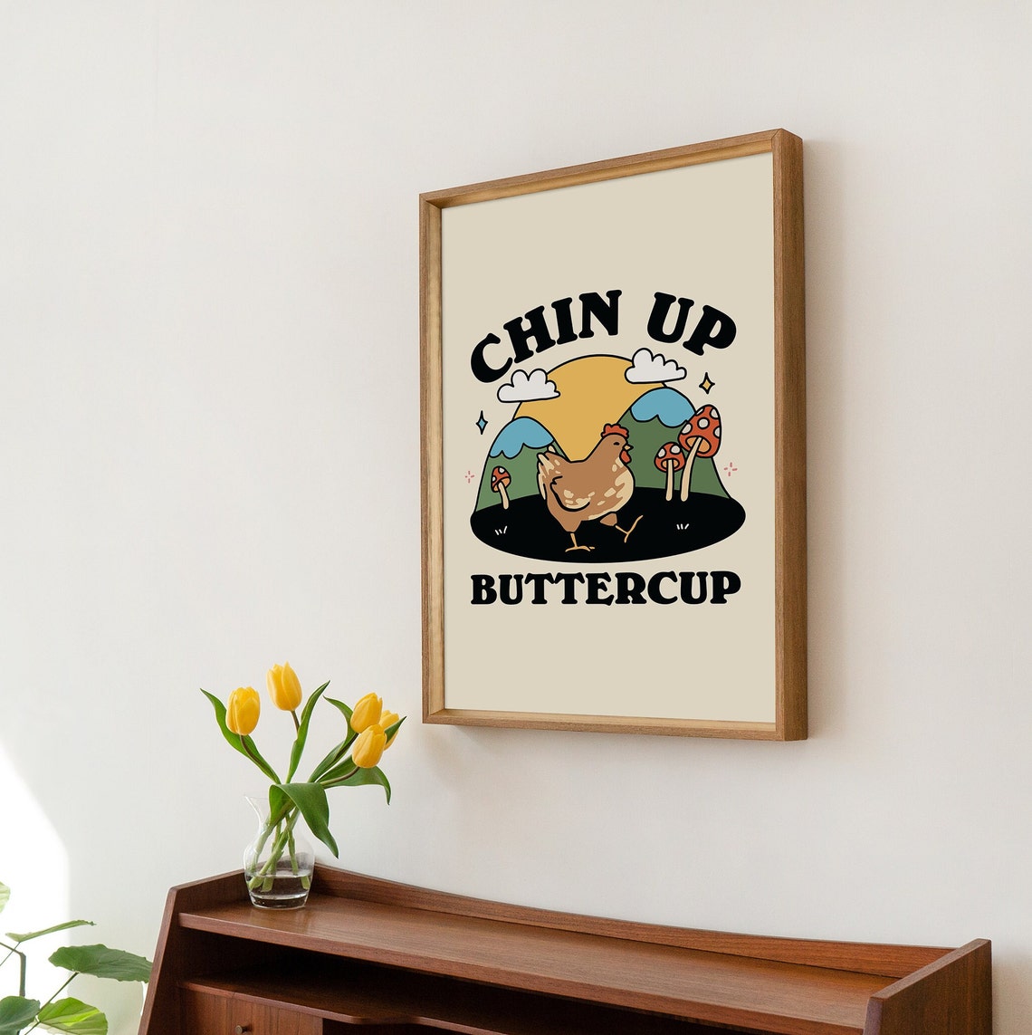 Chin Up Buttercup Funny Chicken Retro Farm Motivational Poster - Image 3