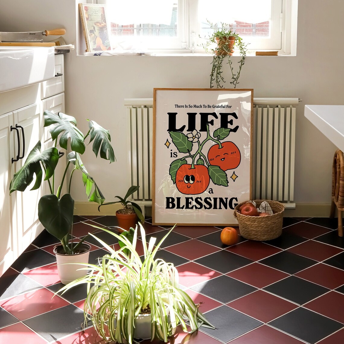 Retro Fruit Blessing Affirmation Art Print - Image 2