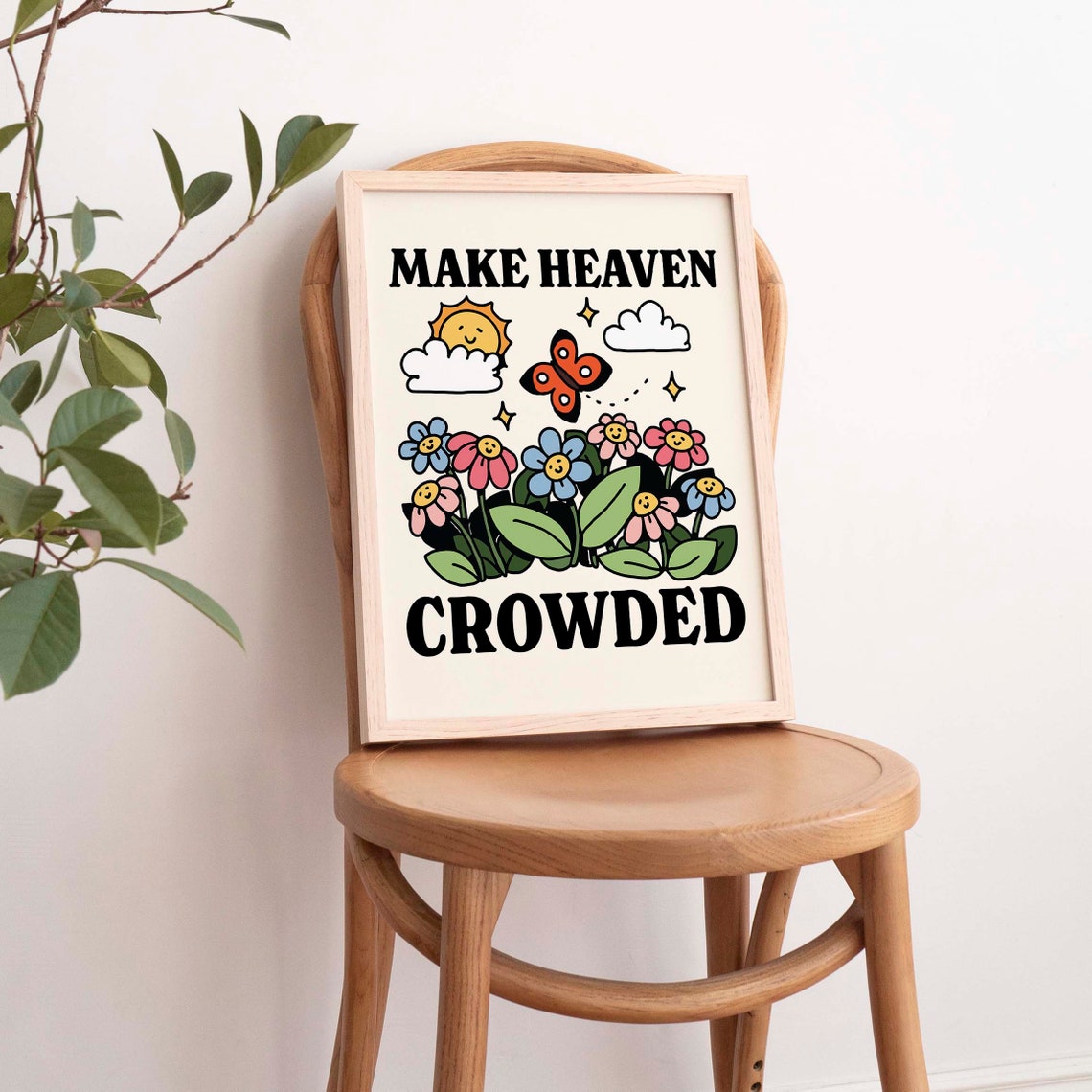 Make Heaven Crowded Christian Quote Wildflower Wall Art Print Decor - Image 3