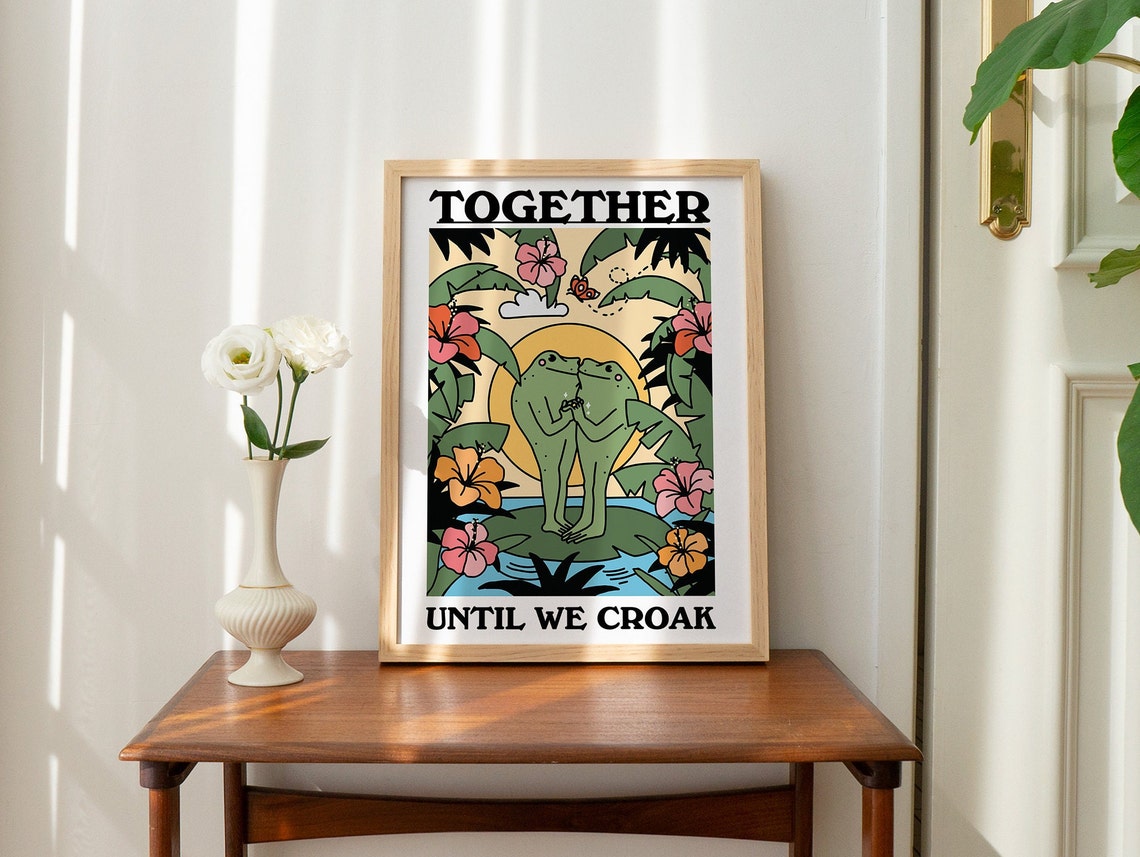 Tropical Frog Retro Mushroom Art Print - Image 4
