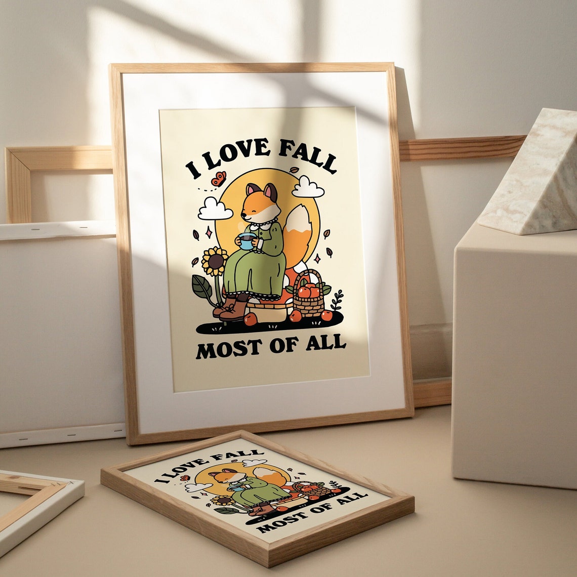 Retro Autumn Wall Decor Cute Fox Cosy Print I Love Fall Quote Prints Cute Posters Animal Prints Classroom Print Wall Art Fall Decor - Image 3