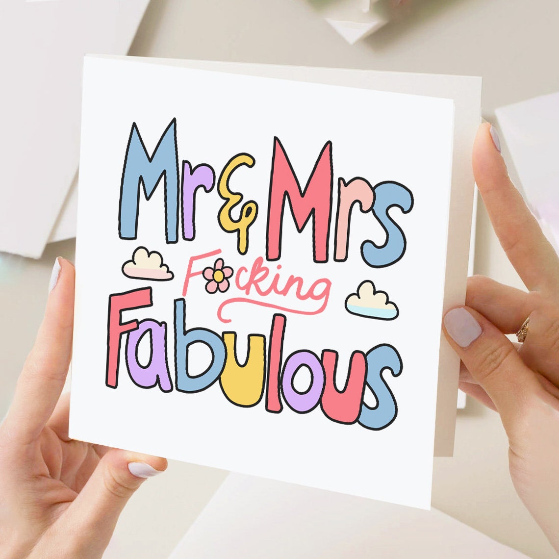 Mr And Mrs Fucking Fabulous Cheeky Wedding Card For Newlyweds Gift - Image 3