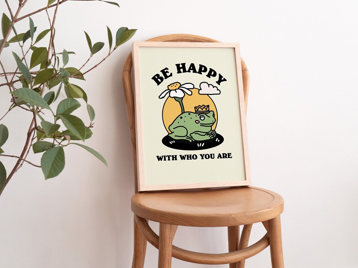 Cute Frog Love Yourself Quote Poster, Positive Decor - Image 3