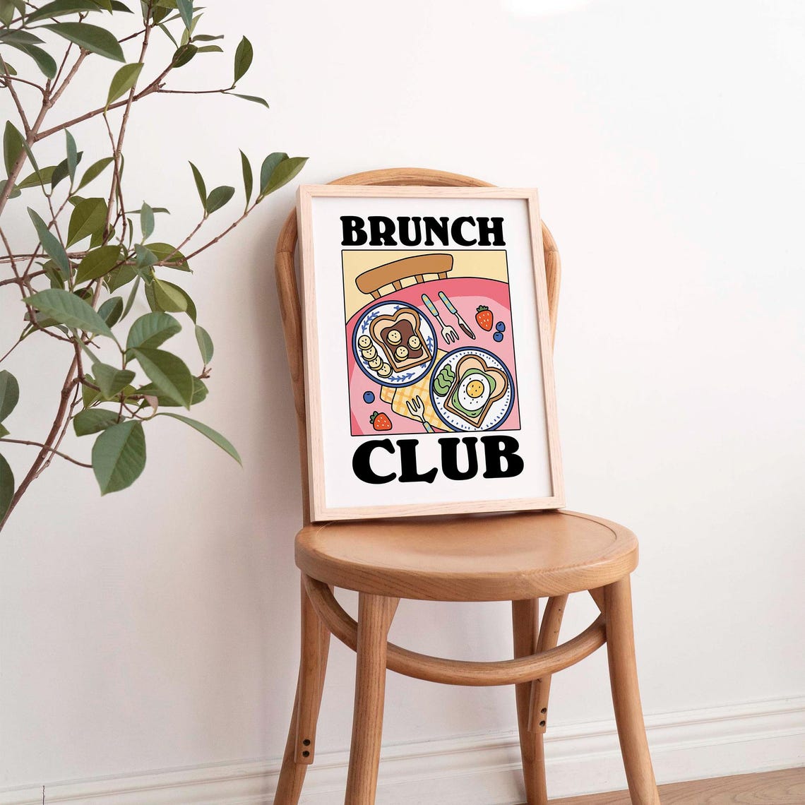Brunch Club Cute Retro Breakfast Toast Eggs Kitchen Cafe Poster - Image 4
