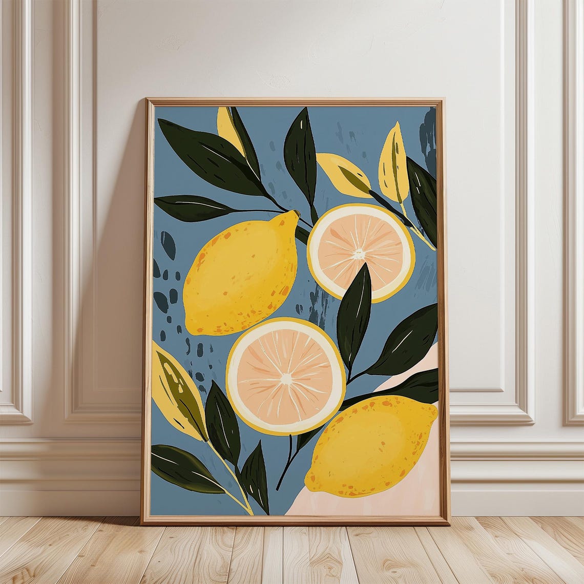 Zesty Lemon Botanical Illustration Blue Kitchen Citrus Poster - Image 5