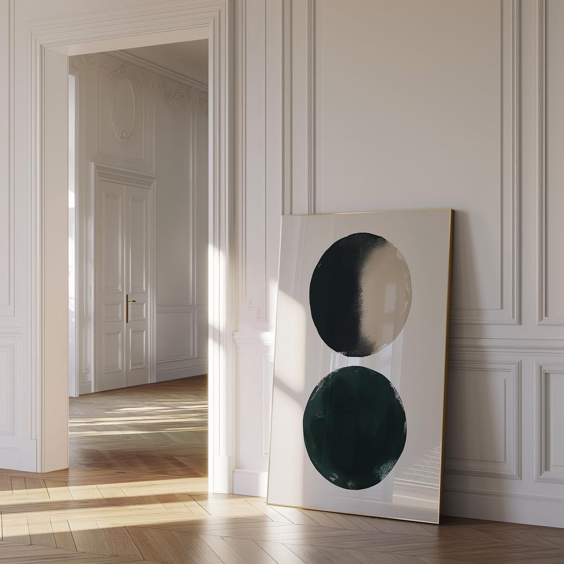 Minimalist Stacked Ink Circles Black Green Abstract Art Poster - Image 3