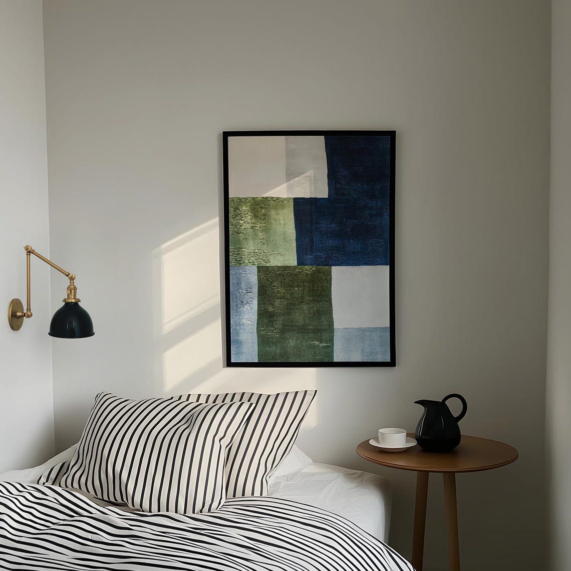 Green Blue Beige Geometric Minimalist Modern Art Wall Poster