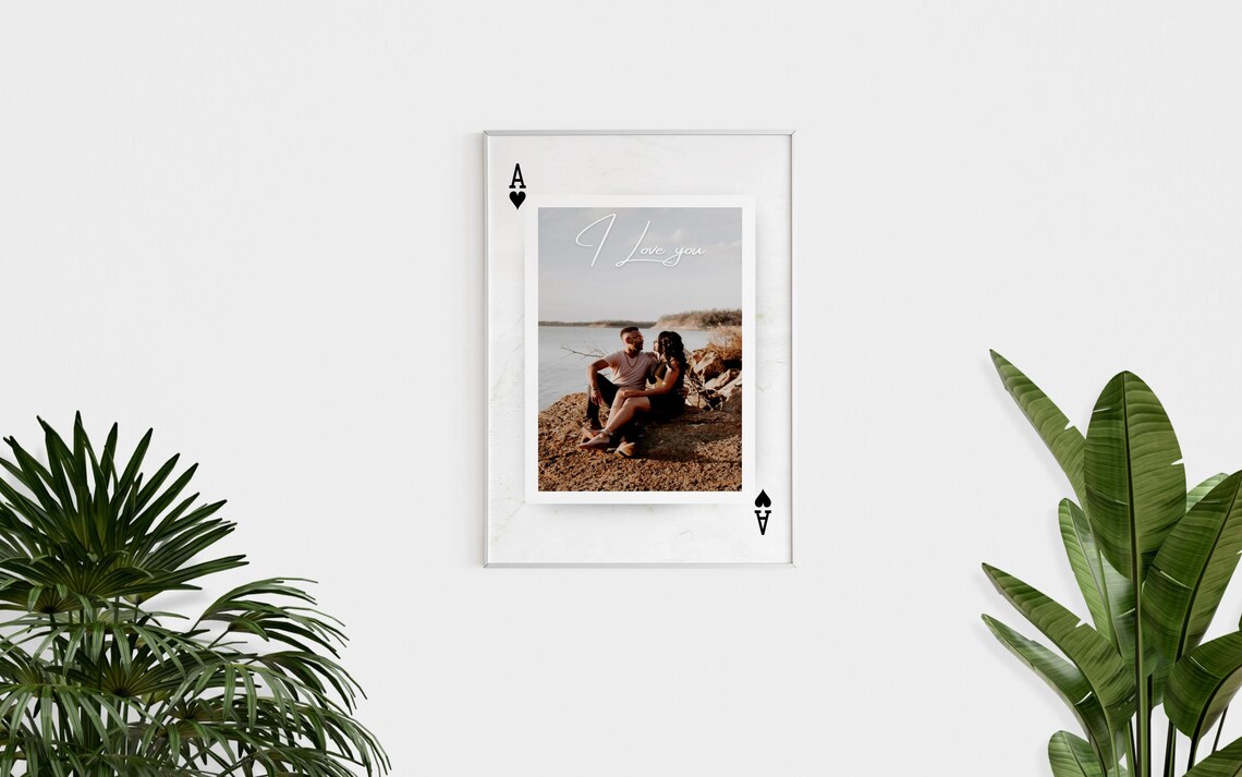 Ace of Hearts Playing Card Custom Couple Photo I Love You Art Print - Image 2