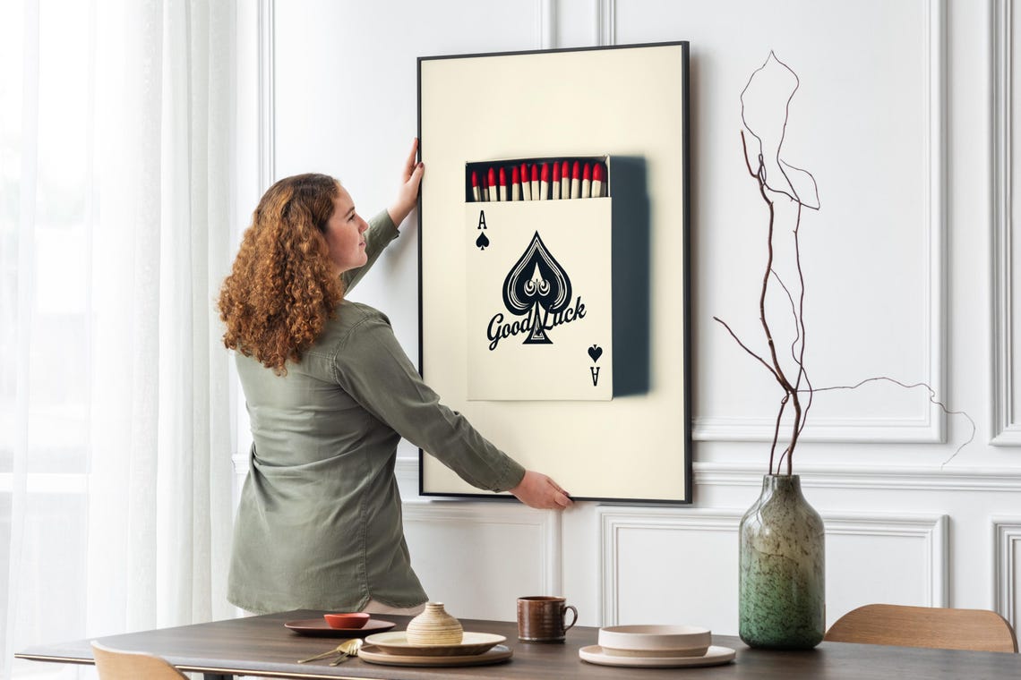 Ace Of Spades Good Luck Matchbox Retro Red Matches Wall Poster - Image 5