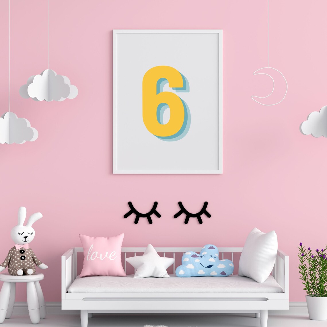 Retro 3D Number 6, Birthday Age Art Print - Image 3