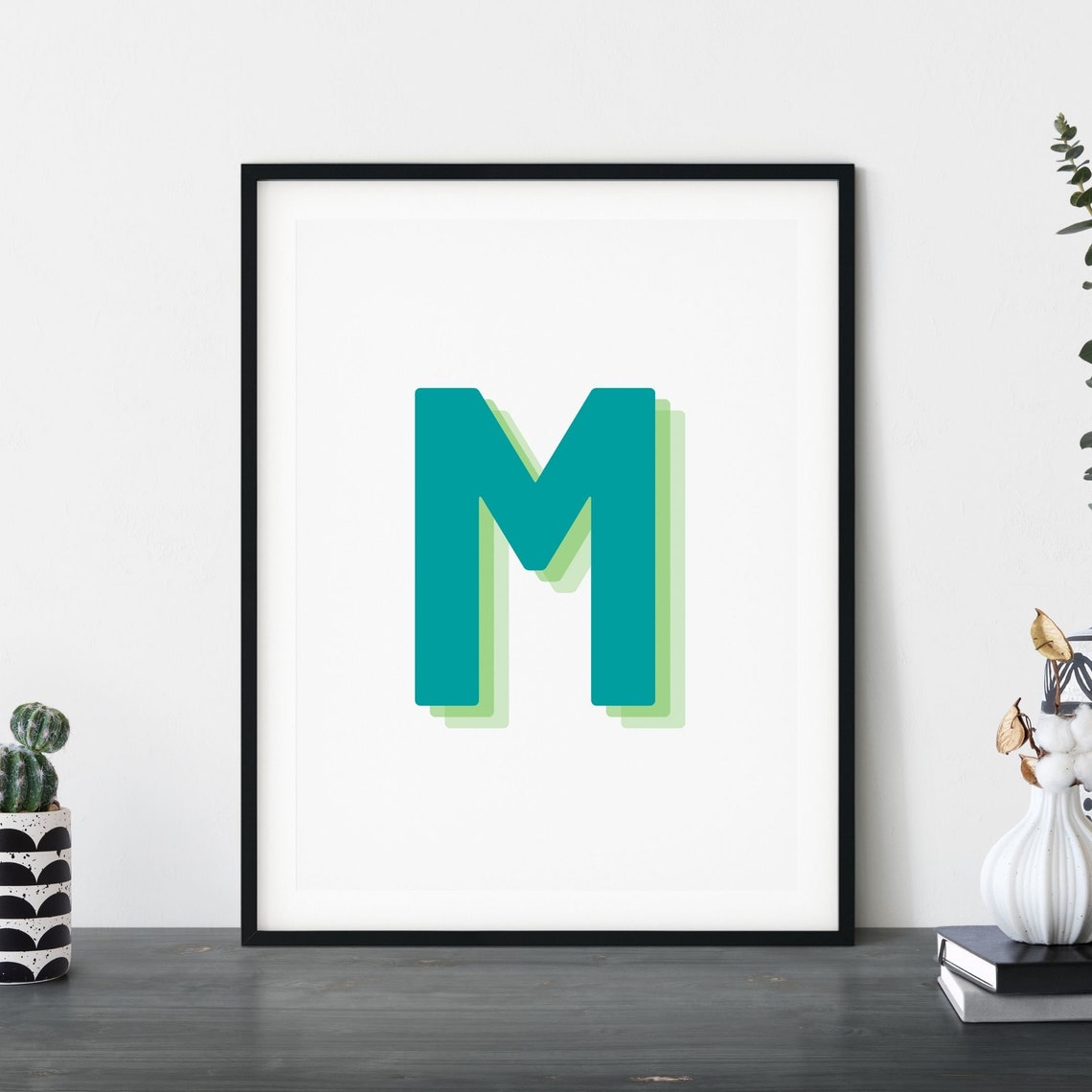 Retro 3D Letter M Monogram Art Print - Image 4