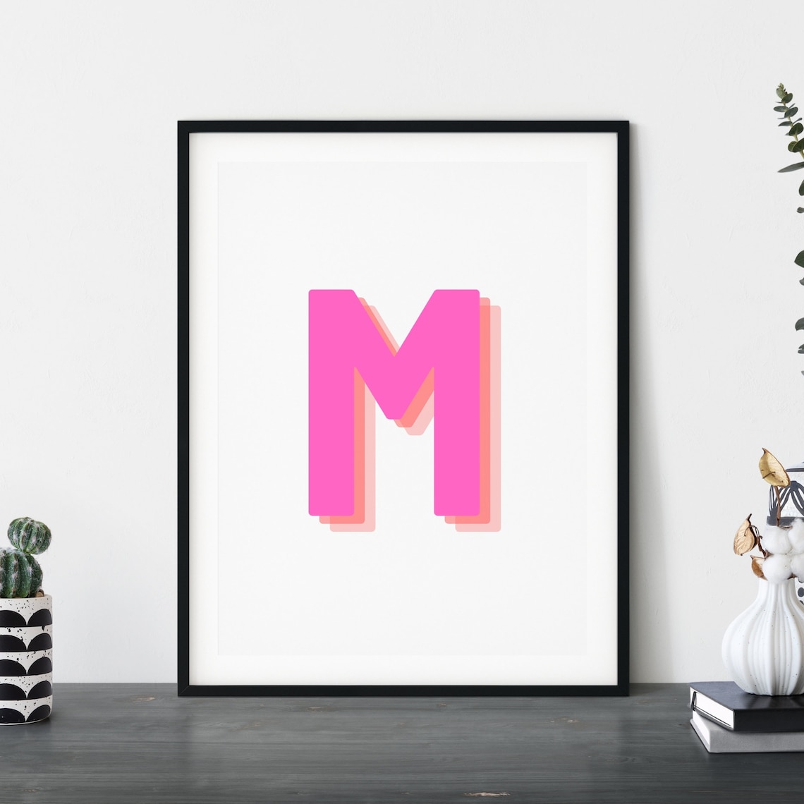 Retro 3D Letter M Art Print, Monogram Initial - Image 4