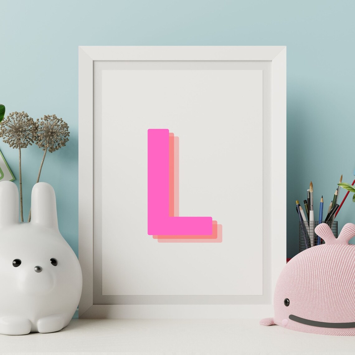 Retro 3D Letter L Wall Art Print - Image 3