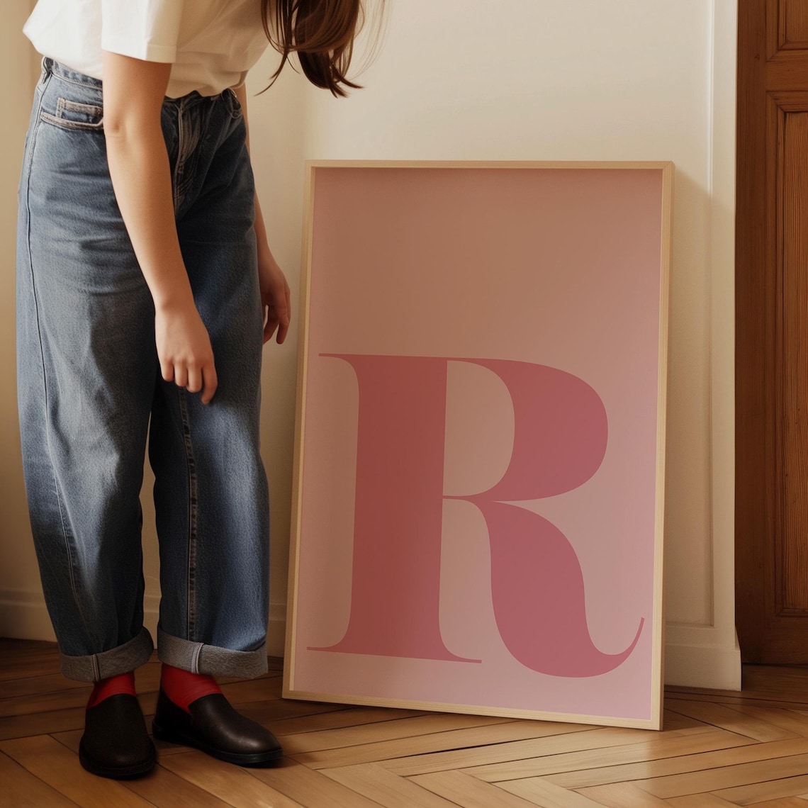 Letter R Print, Pastel Room Decor Trendy Poster - Image 2