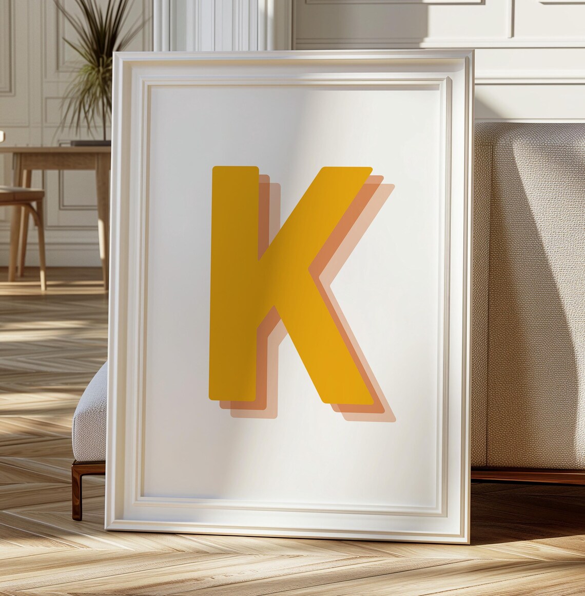 Retro 3D K Letter Print, Monogram Alphabet - Image 2