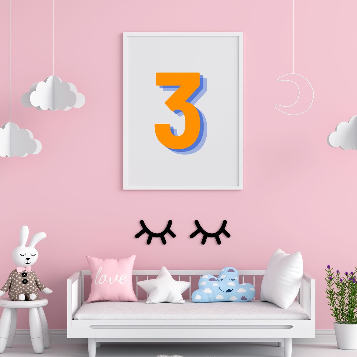 Retro 3D Number 3 Monogram Poster, Birthday Age - Image 2