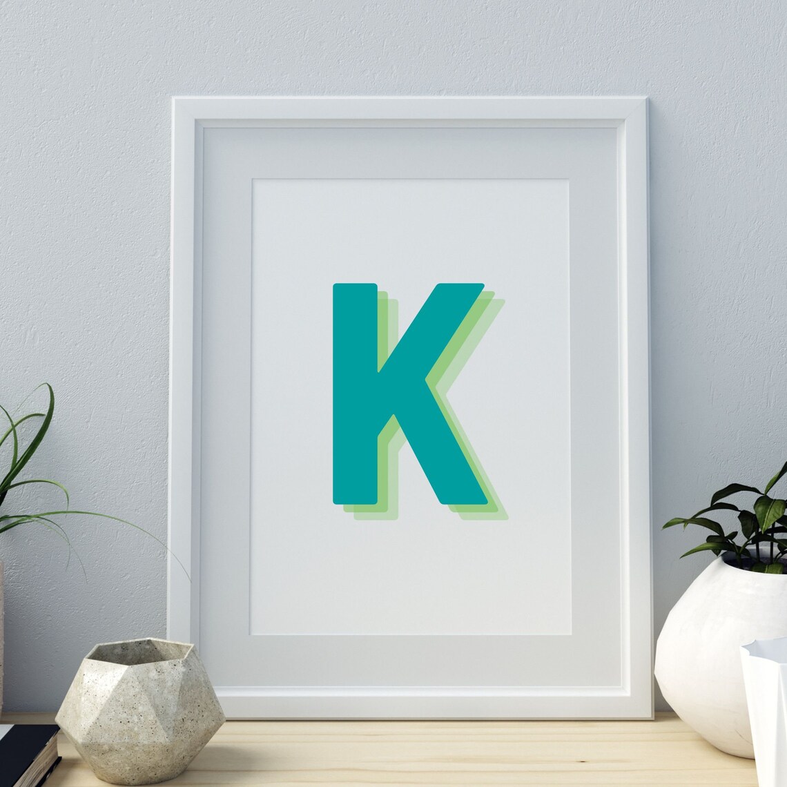 Retro 3D Letter K Monogram, Baby Letter Art - Image 4