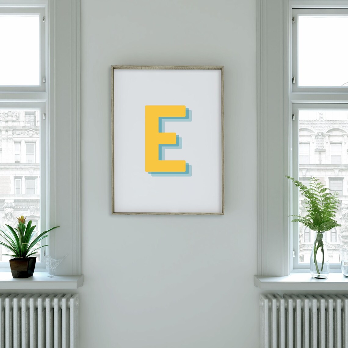 Retro 3D E Letter Monogram, Alphabet Print - Image 2