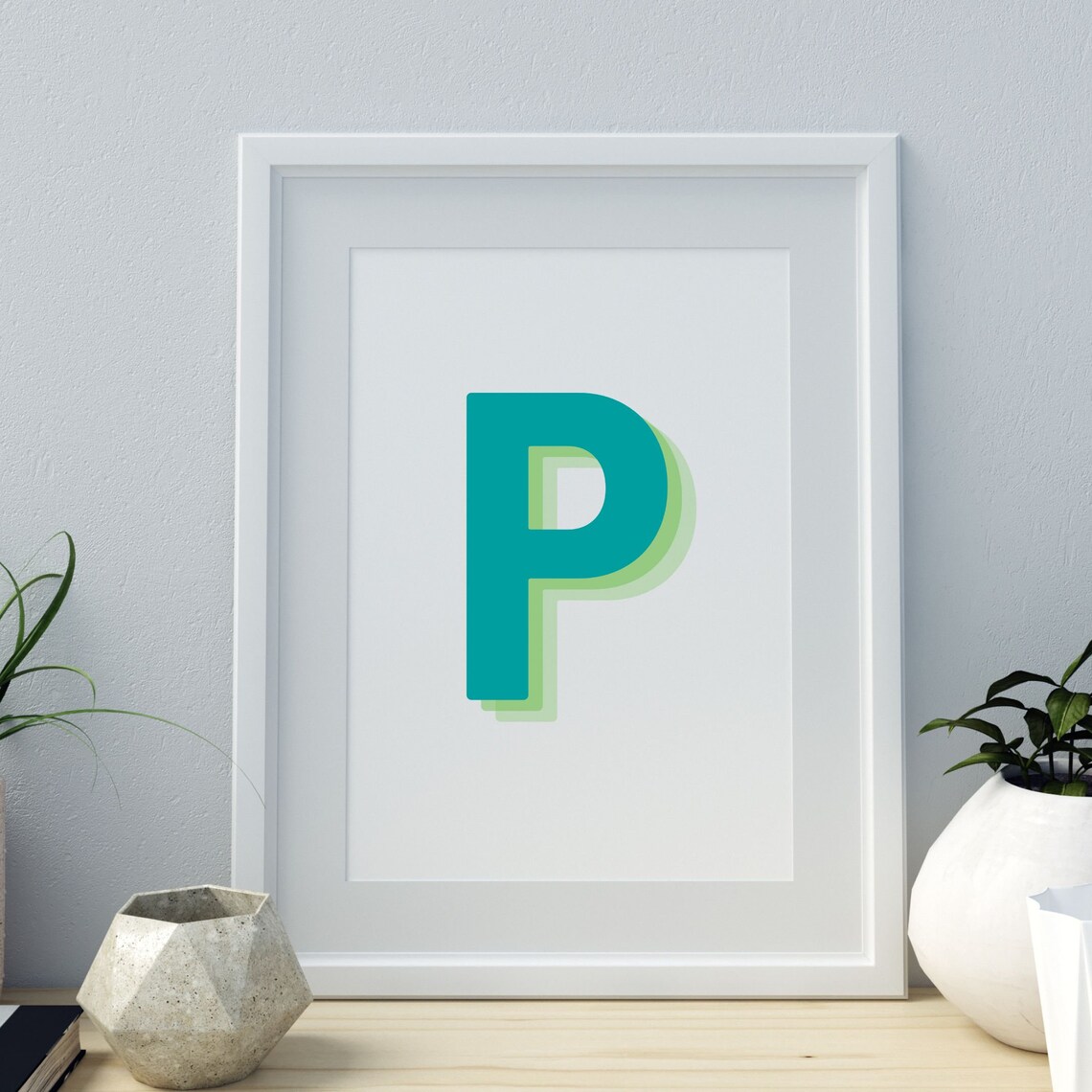 Retro 3D Letter P Monogram, Alphabet Art Print - Image 4