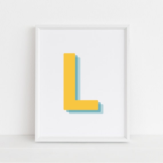 Retro 3D L Letter Print, Alphabet Art Print