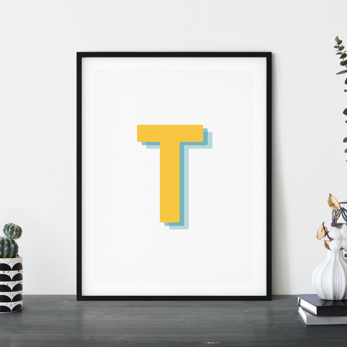 Retro 3D T Letter Monogram, Alphabet Print - Image 4