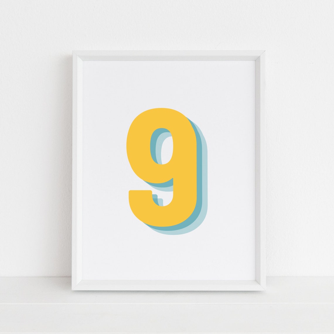Retro 3D Number 9, Birthday Age Poster