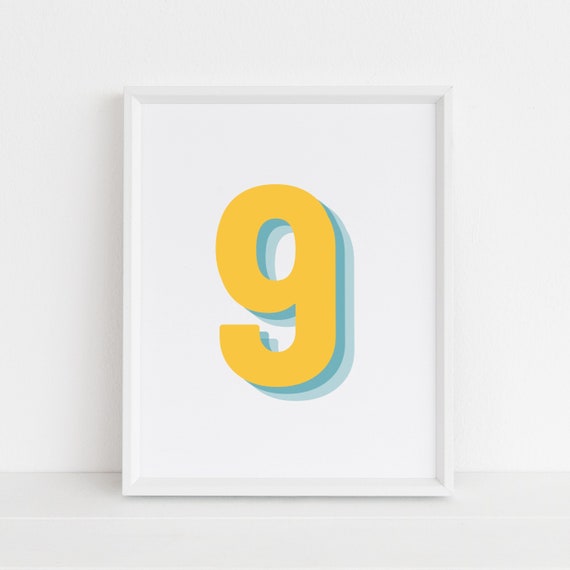 Retro 3D Number 9, Birthday Age Poster