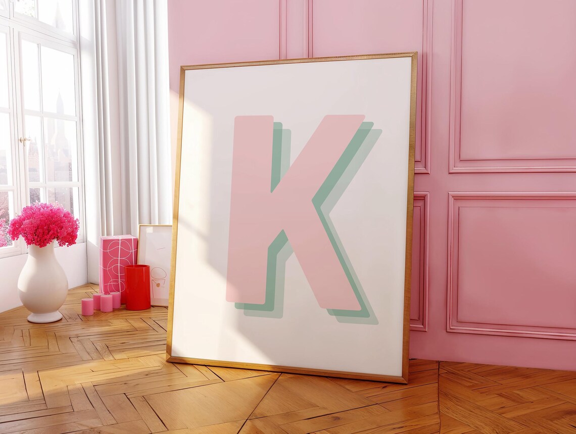Retro 3D K Letter Monogram, Alphabet Print - Image 3