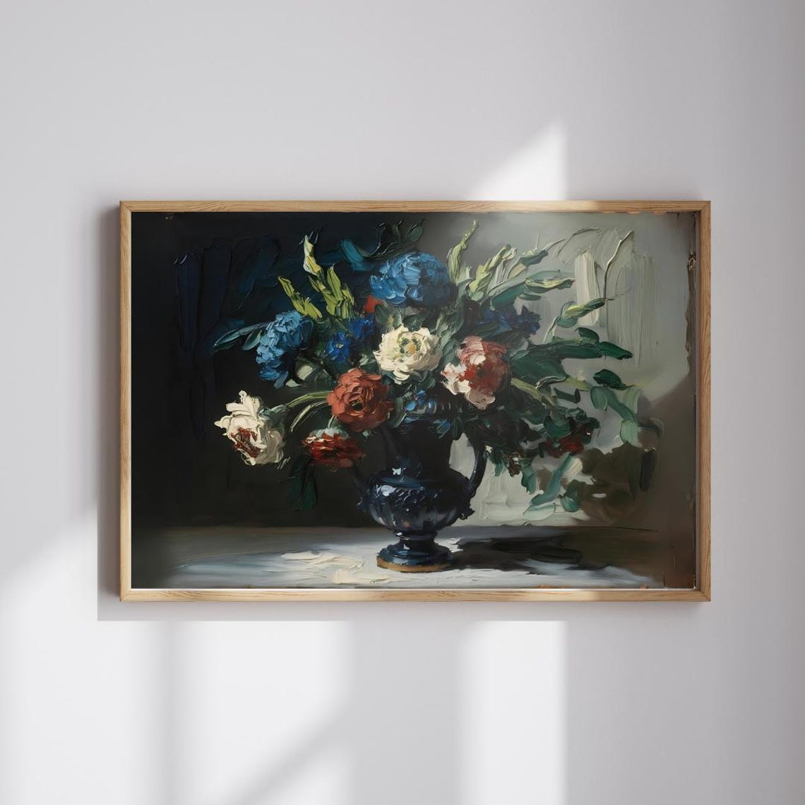 Vintage Flower Vase Oil Painting, Cottage Decor - Image 2