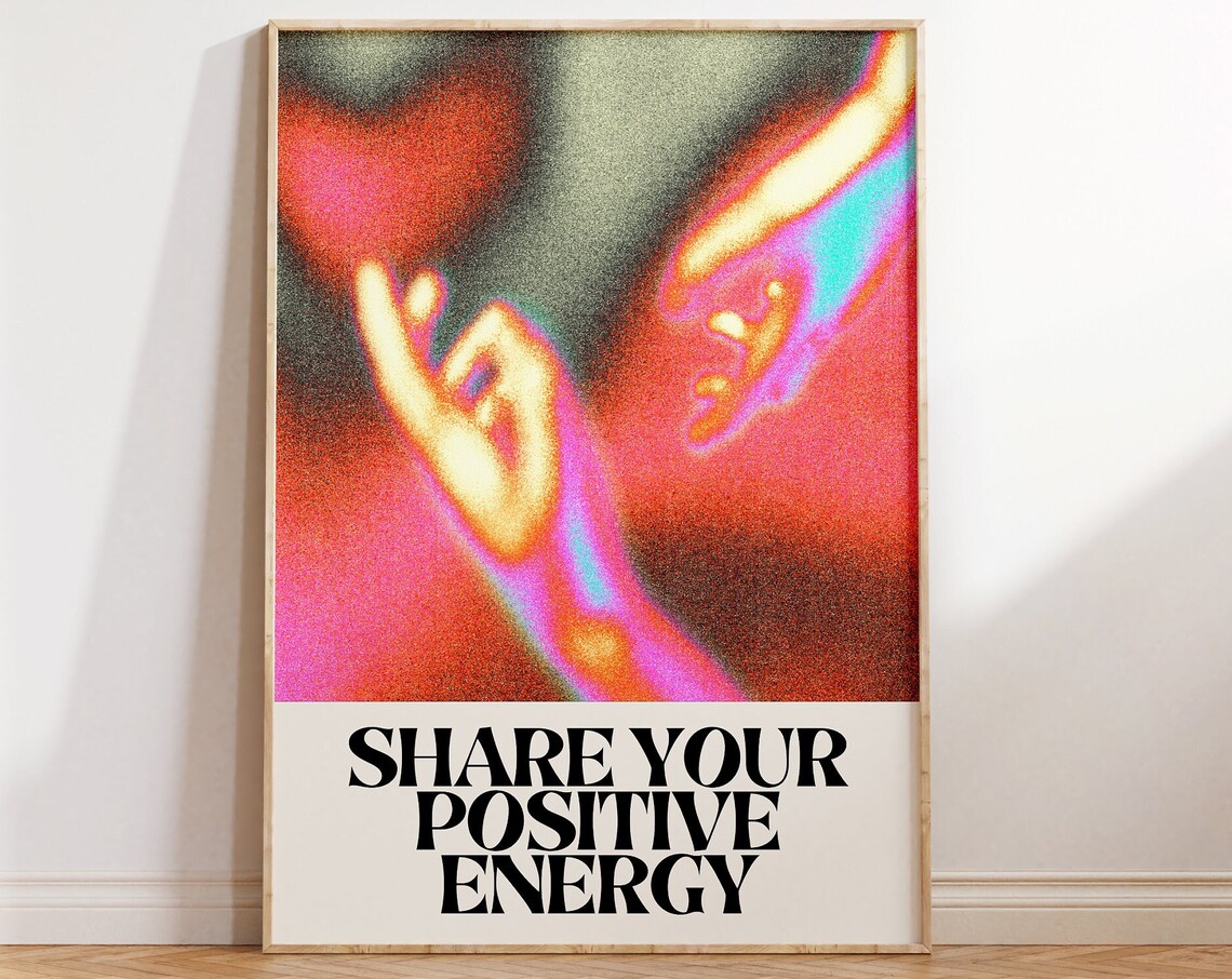Share Your Positive Energy Aura Gradient Hands Spiritual Poster