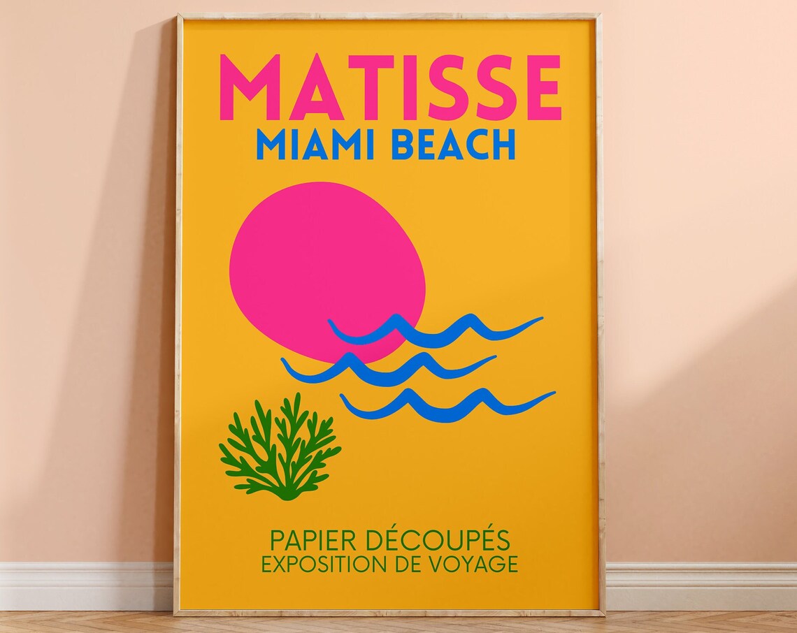 Miami Beach Matisse Style Travel Poster, Abstract