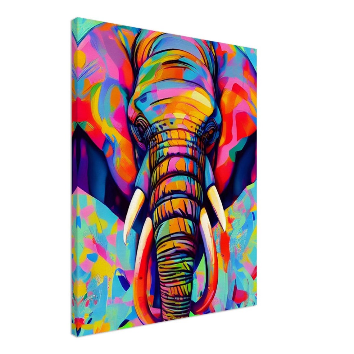 Colorful Neon Elephant Trunk Close Up Bold Animal Art Poster - Image 2