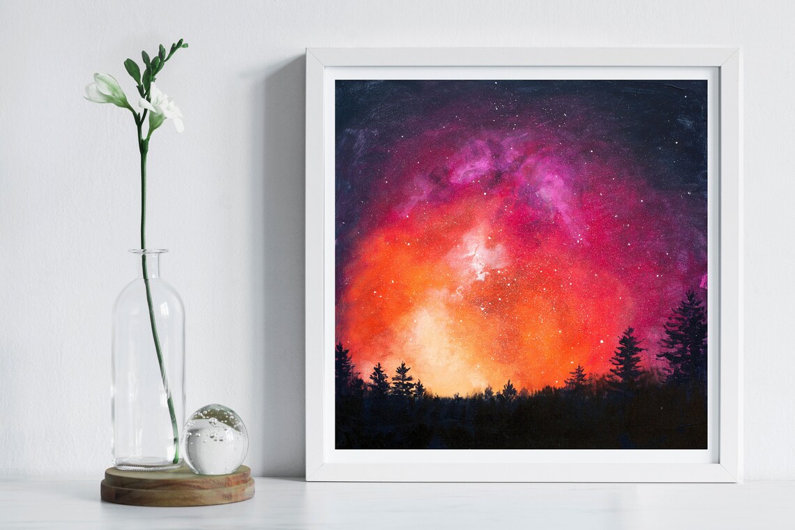 Nebula Painting Space Print, Aurora Borealis