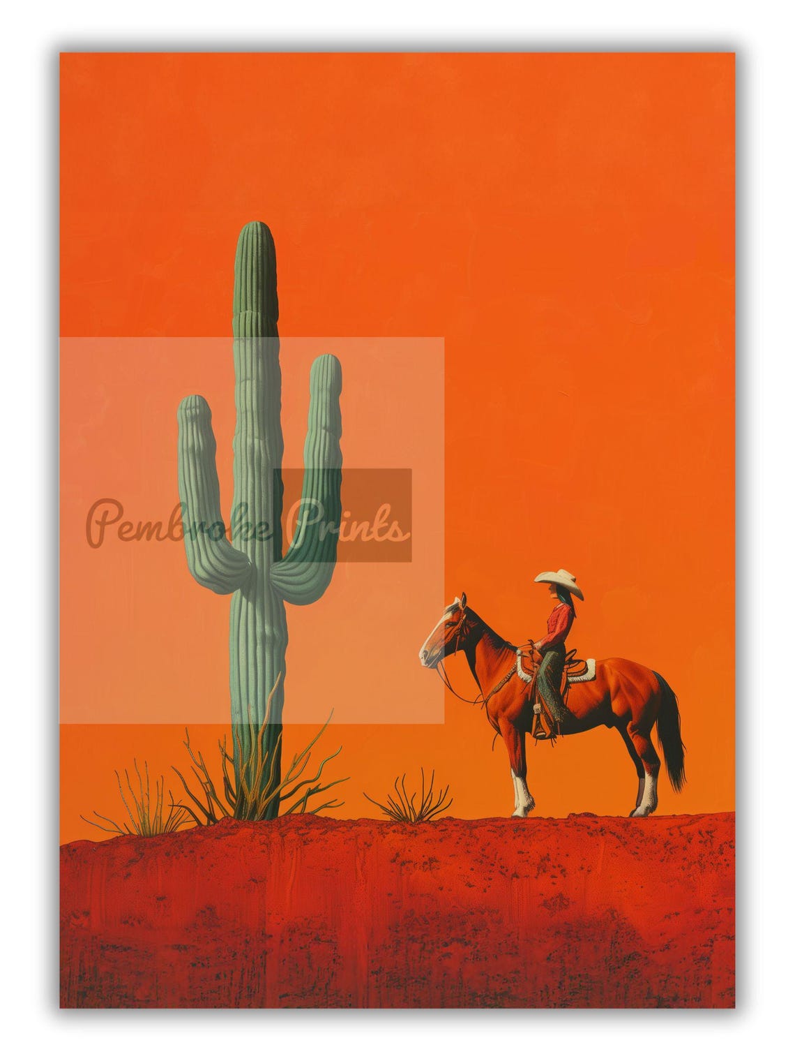 Cowgirl Minimalist Boho Western Art Print, Vintage - Image 2