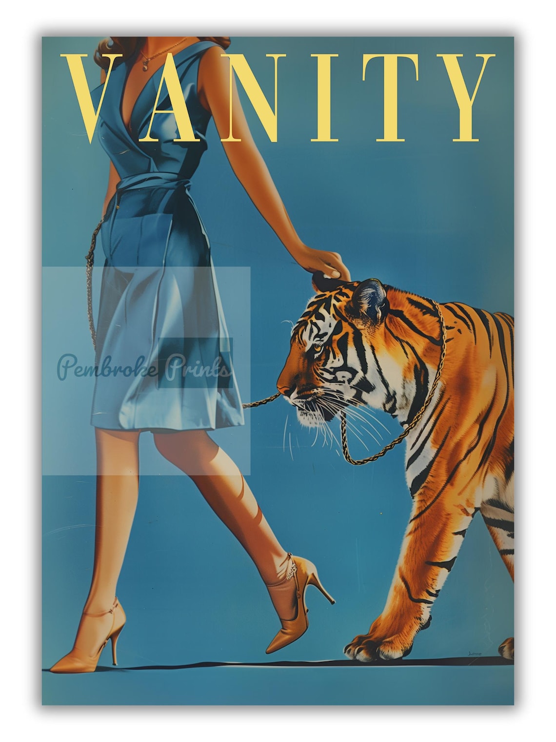 Vintage Woman Walking A Tiger Poster Print - Image 3