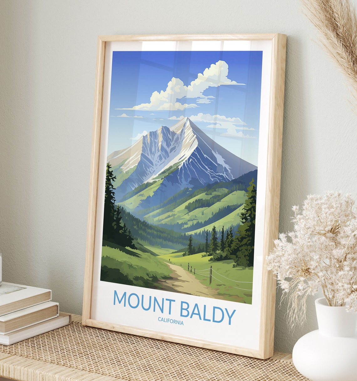 Mount Baldy California Snow Peak Green Valley Trail Travel Poster