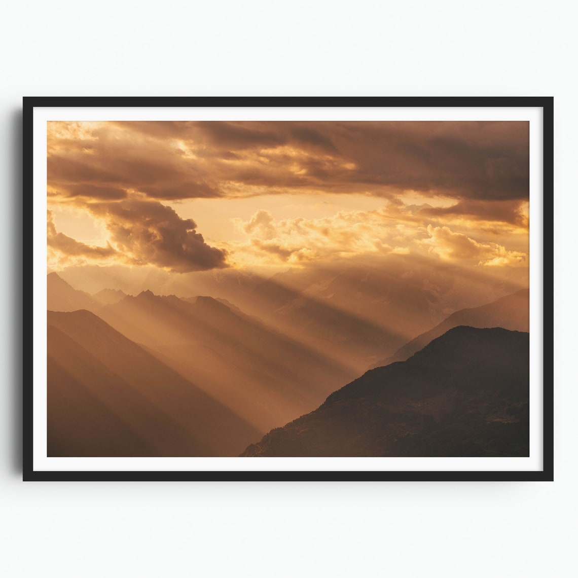 Sunset Photo Aosta Valley Print Mountain Wall Art Switzerland Italy France Travel Poster Travel Gift Wall Decor Home Decor