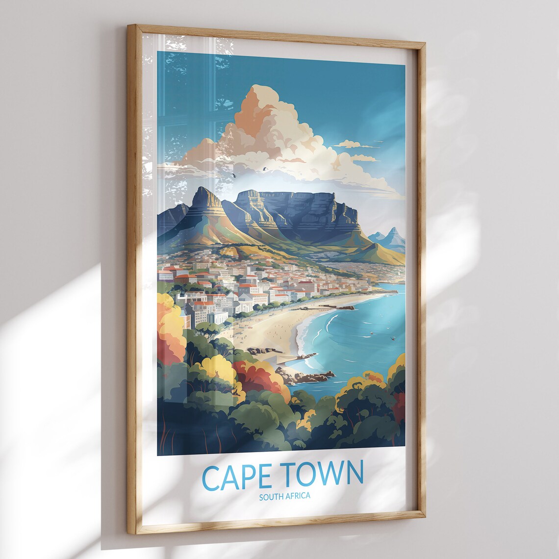 Cape Town South Africa Table Mountain City Beach View Poster