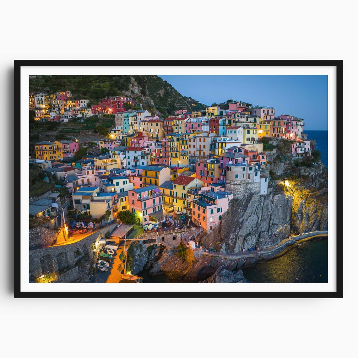 Cinque Terre Photo Print Italy Art Print Travel Poster Europe Print Italian Coast Italian Riviera Manarola Town Aerial Photography