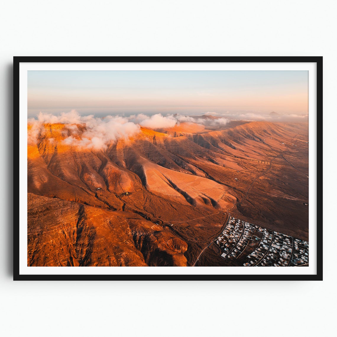 Famara Lanzarote Print Canary Islands Travel Print Travel Poster Spain Print Lanzarote Wall Art Mountain Wall Art Sunset Photography