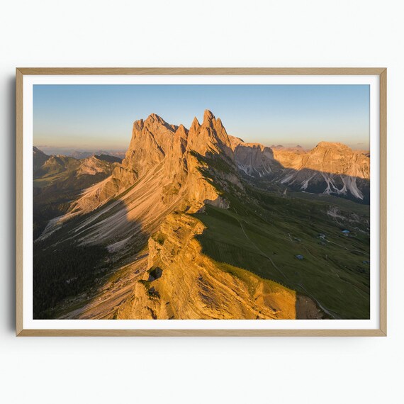 Dolomites Print Seceda Landscape Seceda Ridgeline Wall Art Travel Print Travel Poster Italian Alps Mountain Wall Art Mountain Print